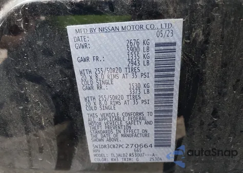 2023 Nissan Pathfinder Sl Fwd z USA, uszkodzony, nr VIN 5N1DR3CB2PC270664